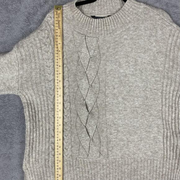 Simply Vera Vera Wang Sweater Womens Medium Gray Cable Knit Mock Neck Pullover - Picture 15 of 16